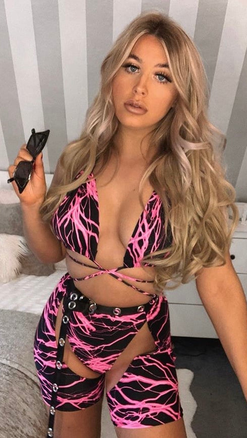 Electro Pink 90s High Leg Bottoms