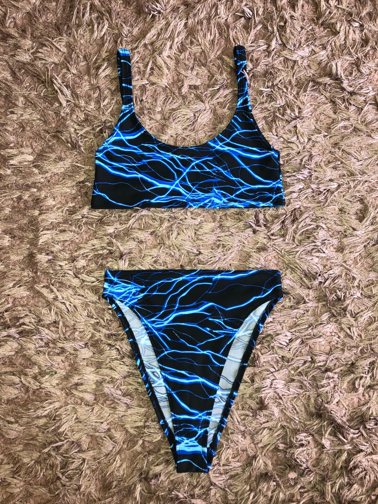 Electro Blue 90s High Leg Bottoms