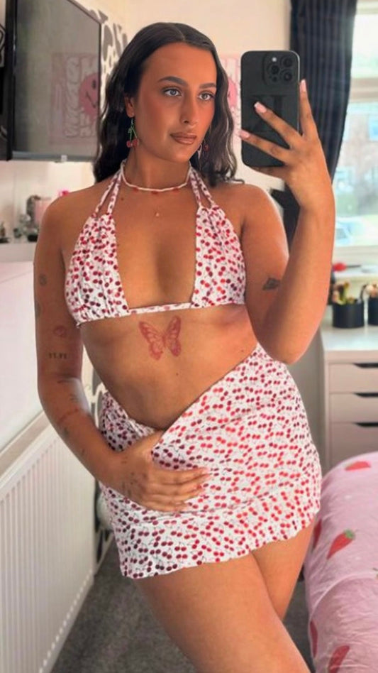 Cherry Pie Flounce Mini Skirt