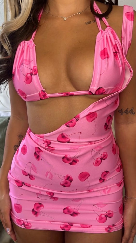 Cherry Bomb One Shoulder Mini Dress