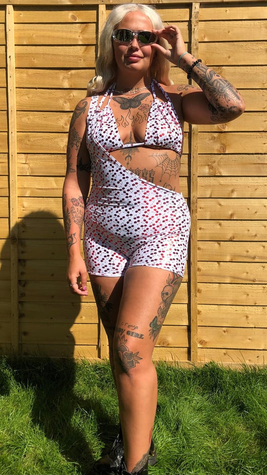 Cherry Pie One Shoulder Unitard