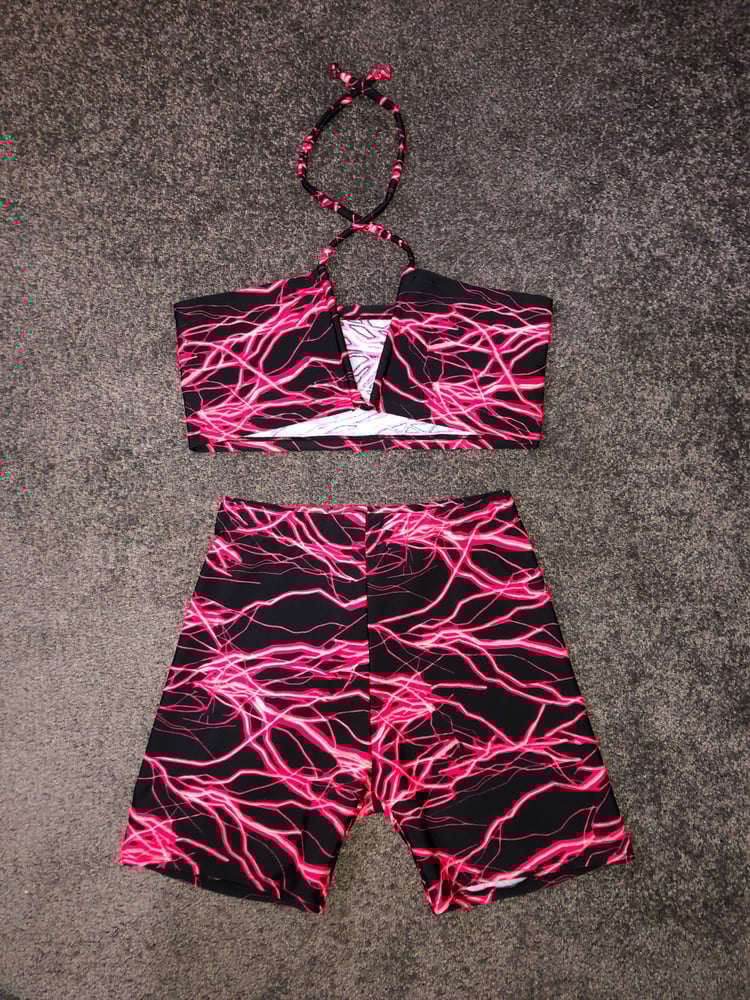Electro Red Keyhole Halterneck Bandeau