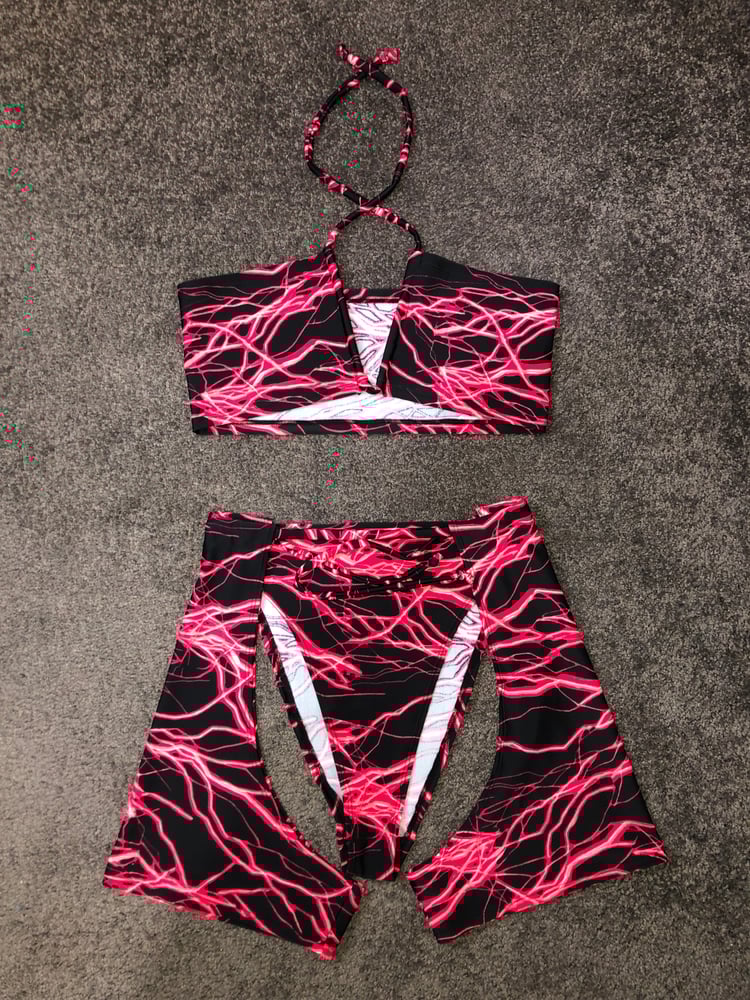 Electro Red Keyhole Halterneck Bandeau