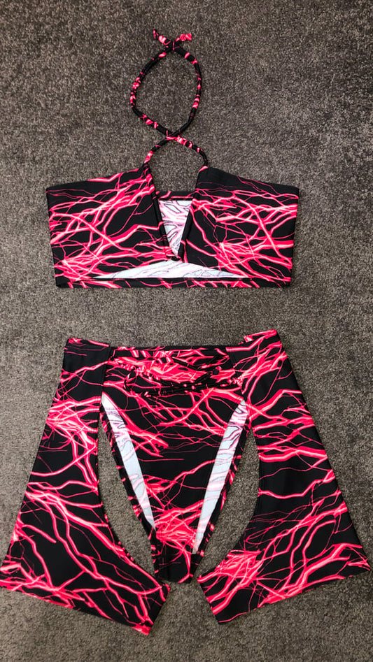 Electro Red Keyhole Halterneck Bandeau