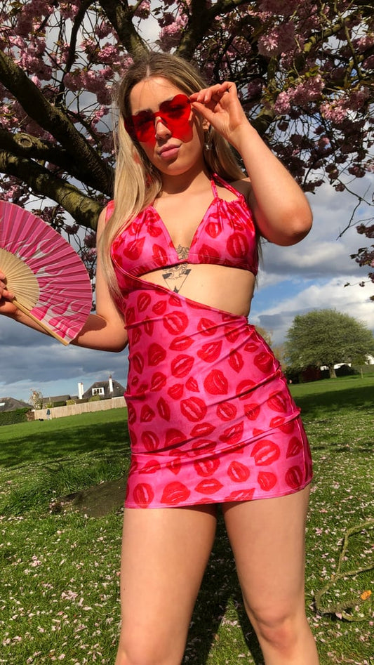 Kiss On The Lips One Shoulder Mini Dress