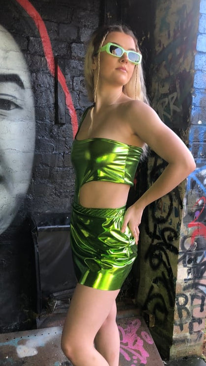 Lime Light Cut Me Bodysuit