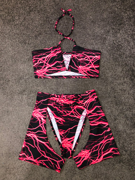 Electro Red Keyhole Halterneck Bandeau