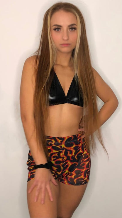 Flame Sheer Booty Shorts