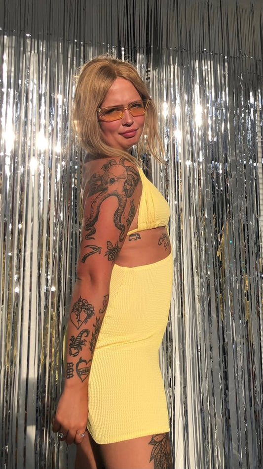 Lemon One Shoulder Mini Dress