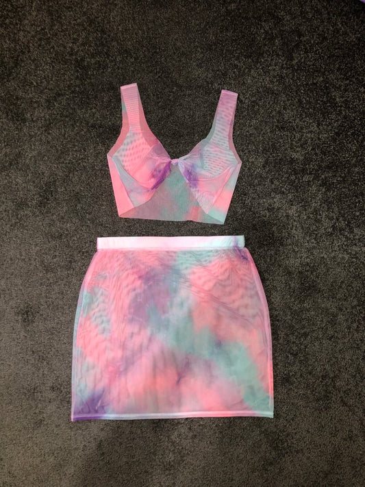 Tie Me Up Mesh Mini Skirt